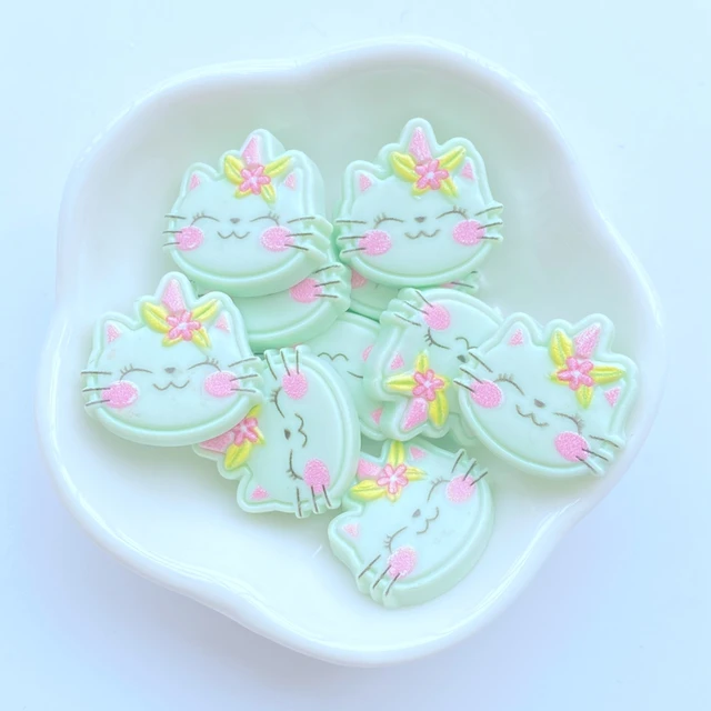 10Pcs New Mini Cute One Horned Cat Flat back Resin Cabochons