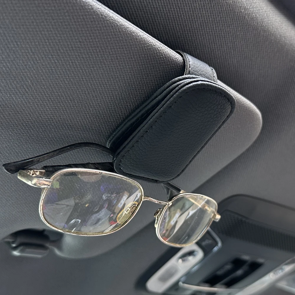 Magnetic Leather Car Sun Visor Organizer and Sunglasses Holder