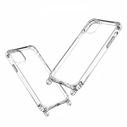 Luxury Silicone Chain Necklace Cell Phone Case with Lanyard Strap for iP 12 - 12 Pro (Transparent)