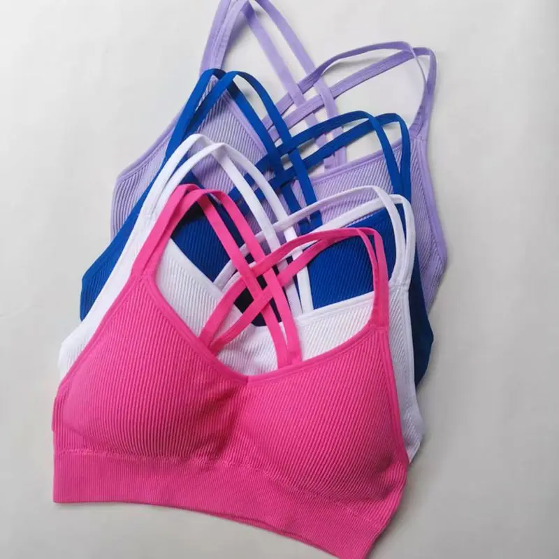 

Cross back and thin shoulder straps for breathability, no steel ring gathering, fitness, running, shockproof sports bra