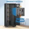 Garage Storage Cabinet, Metal Storage Cabinet with Lockable Doors and 4 Adjustable Shelves, Tool Cabinet with Wheels 4