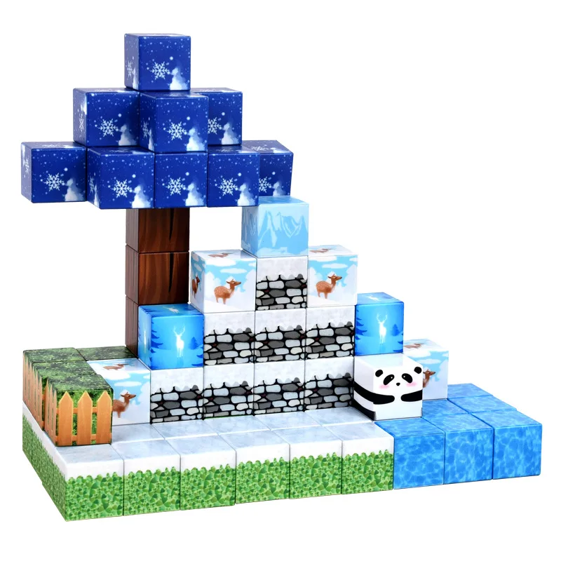 4PCS/Set 2.5 * 2.5CM Magnetic Block World Building for Children Decompression Cube Sensory Magnetic Block Toys