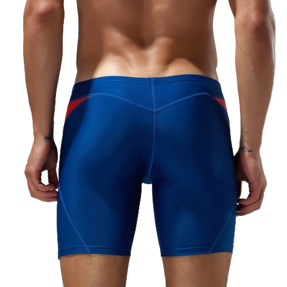 Seobean Swimwear Men Long Boxer Trunk Bikini Swim Wear Shorts Low Cut Sexy Mens Beach Swimsuit Surf Bathing Suit Swimming Trunk