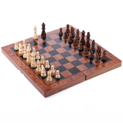 Large Size Magnetic Folding Chess High Quality Wooden Advanced Printing With 2 Extra Queen Pieces For Beginner Children Gift