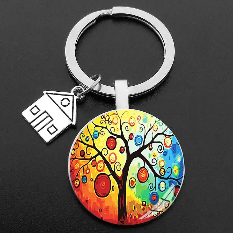 Key Rings Key To The New House Kechain Beautiful House Under The Starry Sky Key Ring Personality Jewelry Gift Holder for New Home