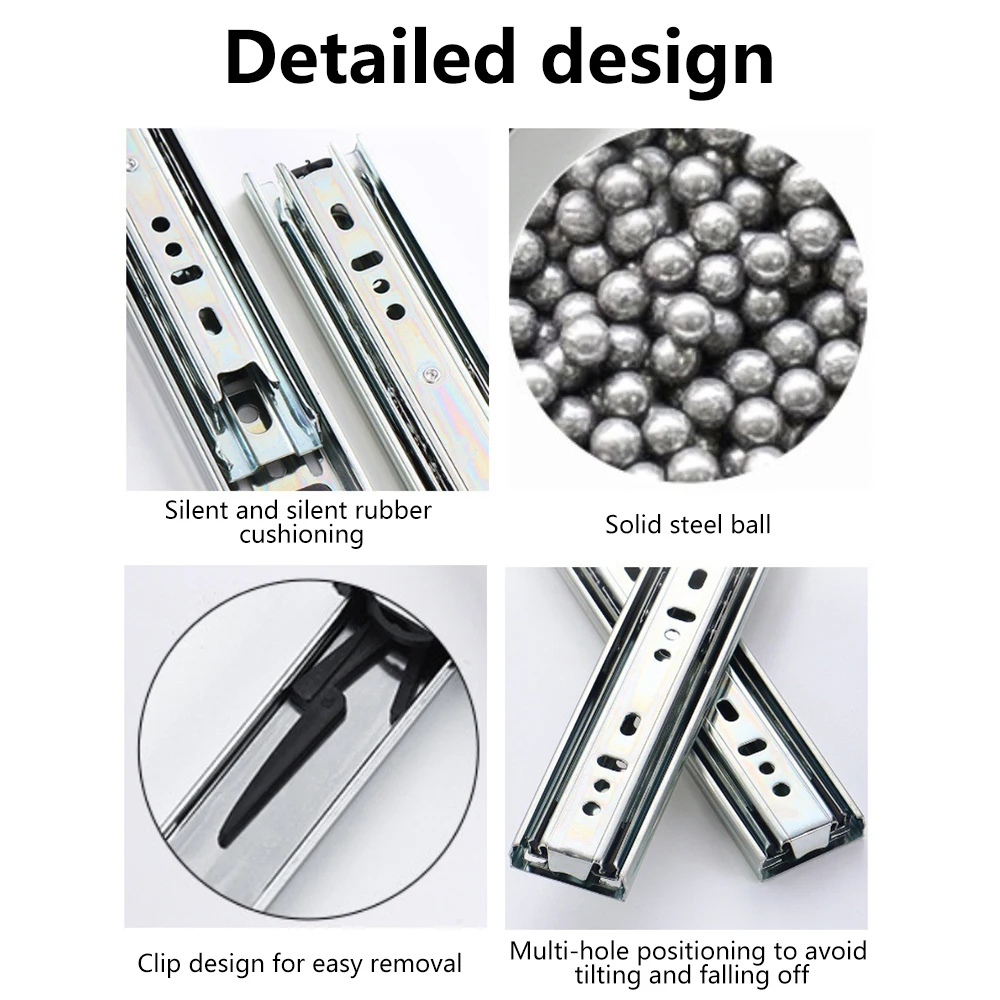 Drawer Slides 12-16 inches Stainless Steel Drawer Slides Soft Close Drawer Track Rail Sliding Three-Section Cabinet Slides Furniture Hardware