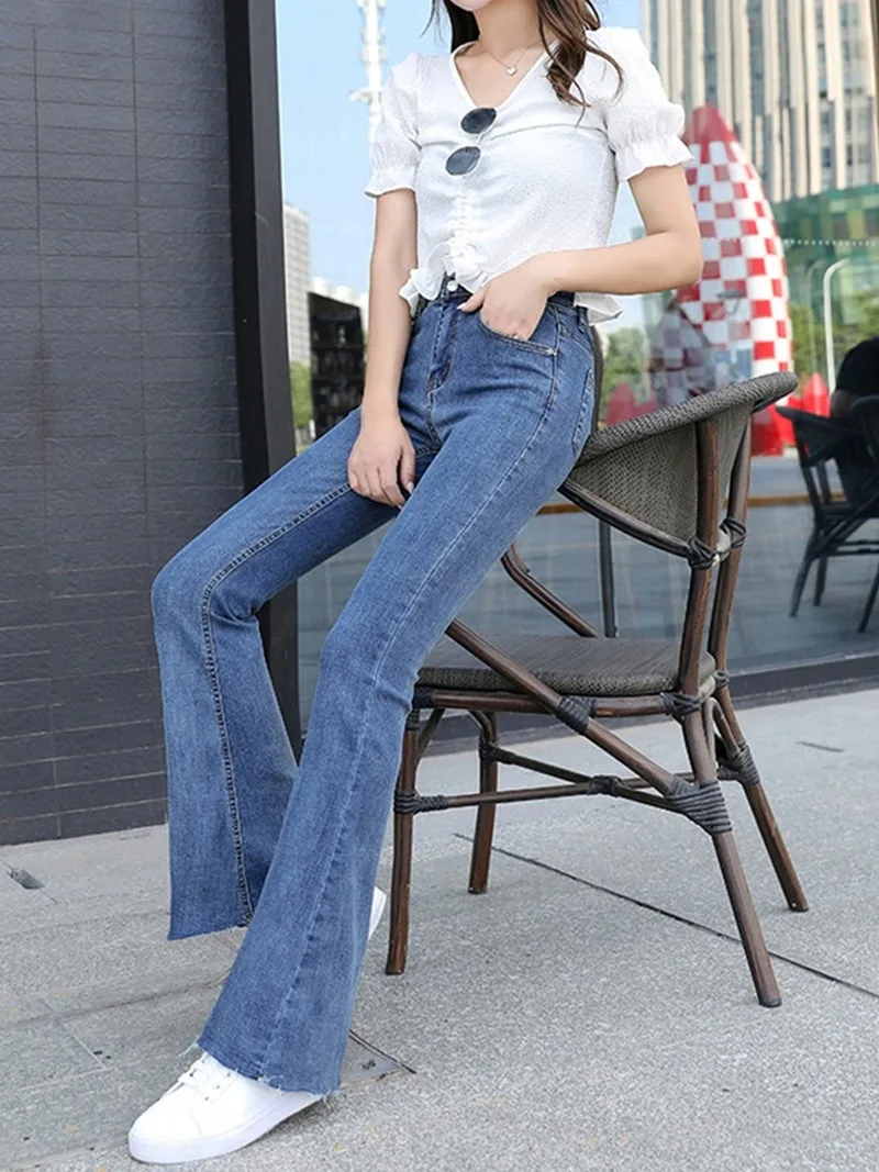 Flared Jeans High Waist Women's Clothing Micro-pants Women's Stretch  New Women's Pants Are Thin Spring and Autumn Trousers