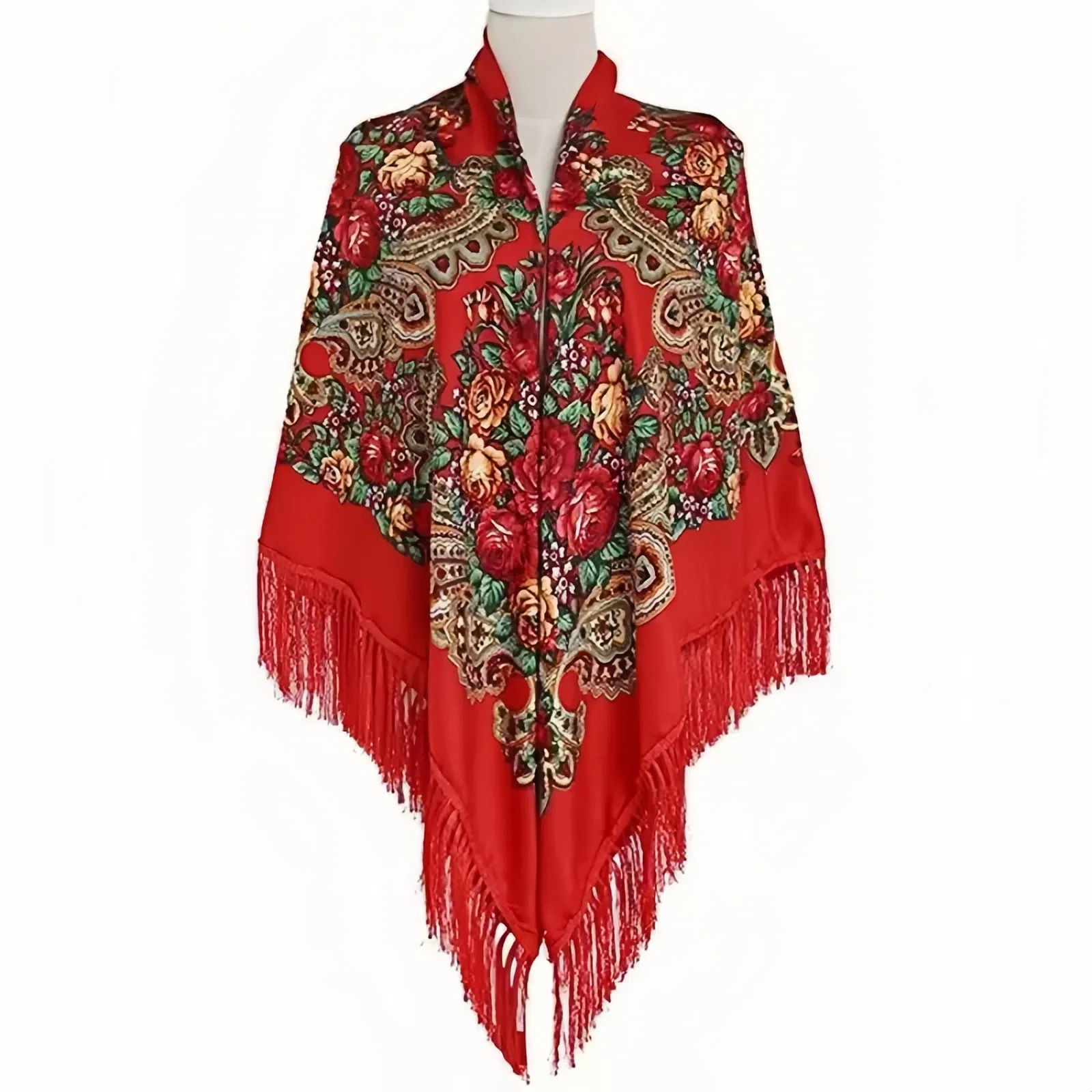 160*160cm 여성을위한 러시아 스퀘어 스카프 따뜻한 술 Shawls 꽃 프린트 손수건 랩 Babushka Bandana Beach 여행 담요