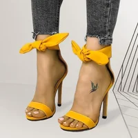 Sexy Bow Shaped Women's Sandals With Fine Straps And High Heels Summer 2022 OEM Customizable Rubber Sole Female Outdoor Footwear