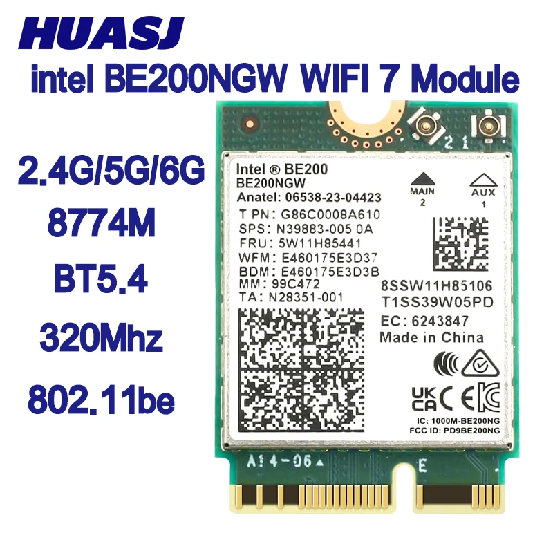 

New Wi-Fi 7 BT 5.4 Intel BE200 WIFI Card BE200NGW 2.4/5/ 6 GHz 5.8 Gbps For Windows 11 PC Laptop