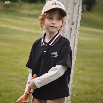 Dave Bella T-shirt polo primavera autunno da ragazzo T-shirt casual in cotone a maniche lunghe per bambini Polo da esterno per ragazzo Top DK3252965 1