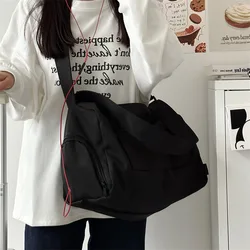 Large Canvas Crossbody Tote Bag - Fashionable Women's Shoulder Satchel (Black)