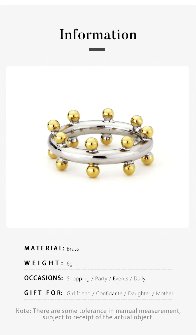 Double Row Ball Midi Ring – Gold Color 18K Plated Knuckle Ring