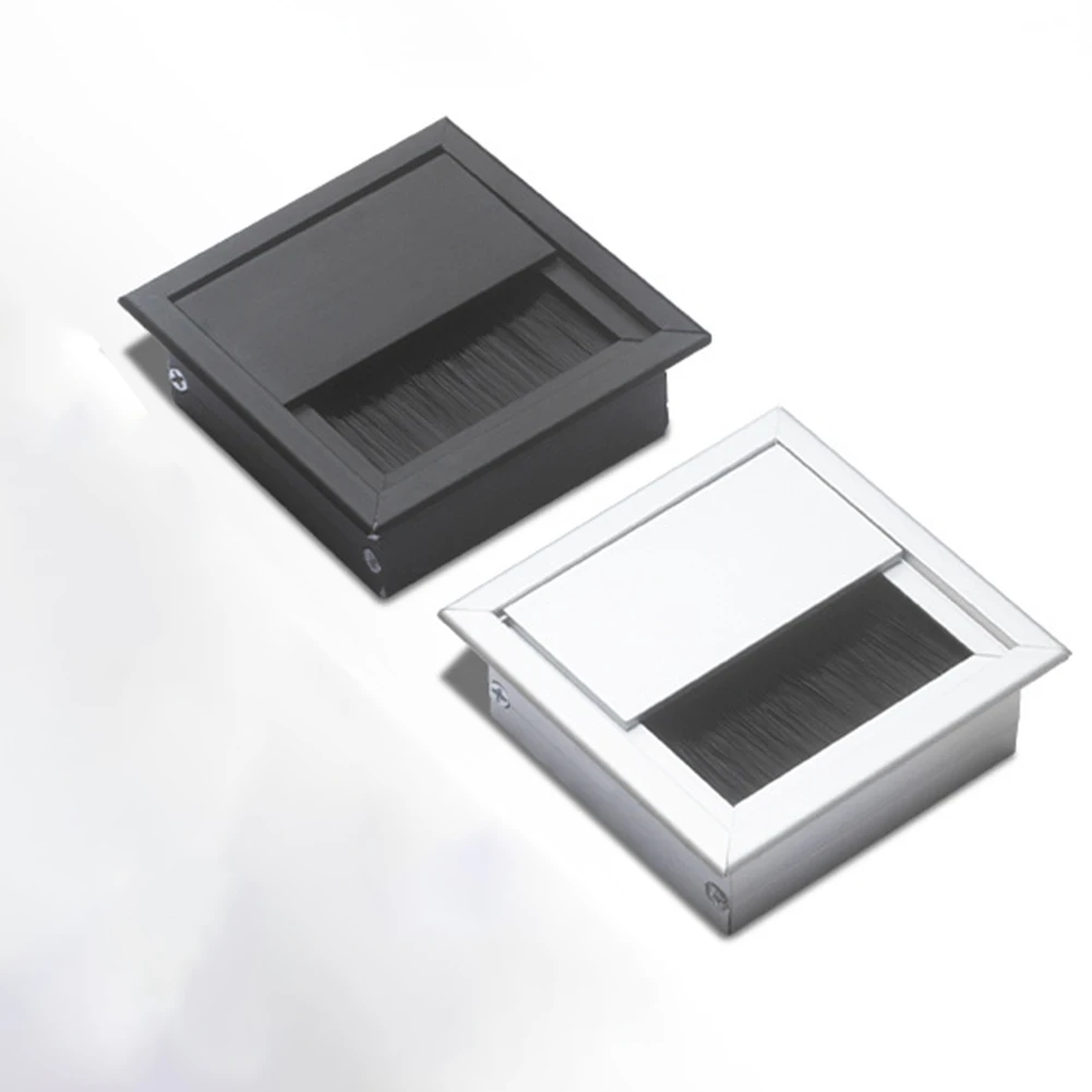 Description Picture 3 of itemWire Cable  Hole Cover Grommet Hole Cover Outlet Square Aluminum Alloy Table Computer PC Desk Cable Grommet Line Holder