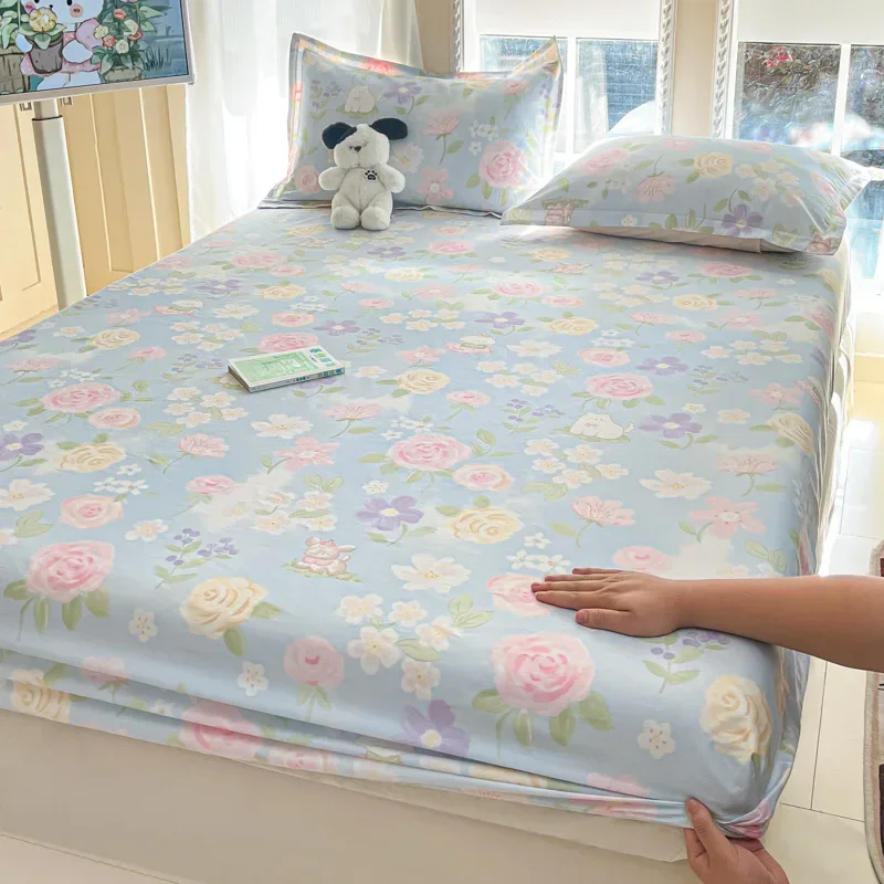 Pure cotton mattress single piece 100% cotton mattress protective cover non-slip and dust mattress protective cover cotton 5