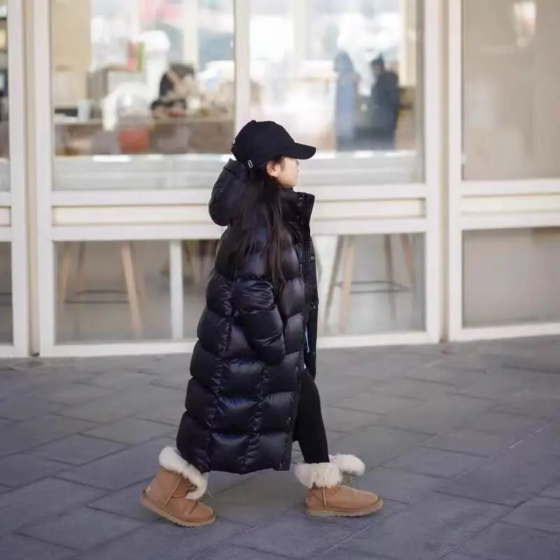 New Kids Girls Winter Down Cotton Coat Korean Edition Children's Thickened Cotton Coat Baby Thickened Clothing Knee Length