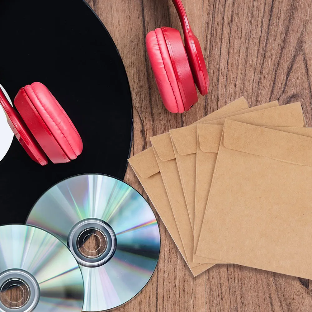 CD DVD Storage Bag CD DVD Storage Case 50pcs Kraft Paper Bags CD DVD Disc Paper Sleeves Envelopes Storage Coin Packaging Bag File Pouches