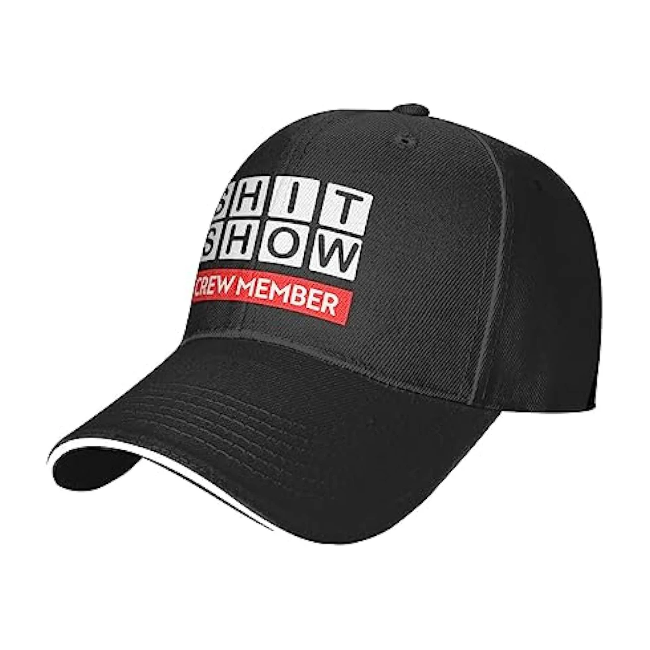 

2023 New Fwoeqiz Shit Show Crew Member Sun Hats Black Sandwich Bill Cap Adjustable Travel Trucker Hat For Women Men