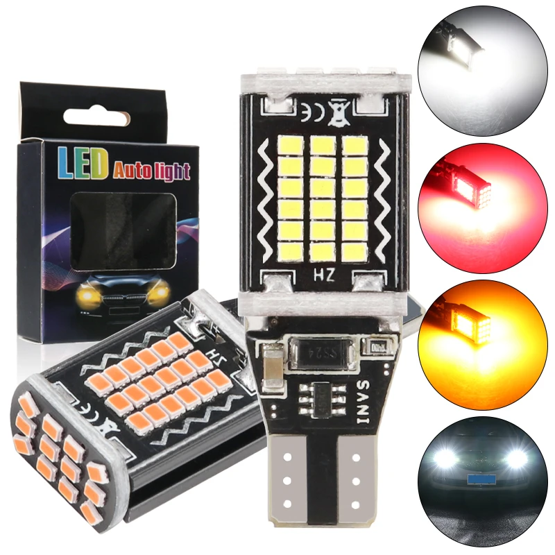 

2PCS LED T15 W16W 921 912 Signal Lights Canbus 2016SMD 48pcs Super Bright Car Tail Lamp Backup Reversing Light White Amber Red