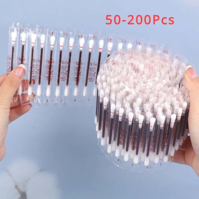 Disinfected Wood Iodine Double Cotton Swab 50/200Pcs/lot cotton swabs wood cotton swabs disposable cotton swabs iodine swabs