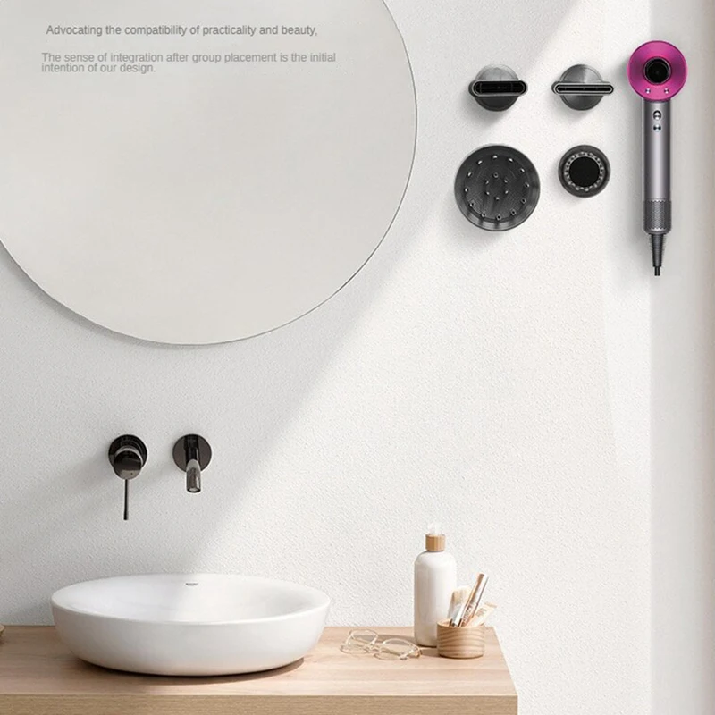 For Dyson Hair Dryer Bracket Storage Rack Bathroom Storing Hair Dryer Holder Wall Mounted No Punch Heat-Resistant 3