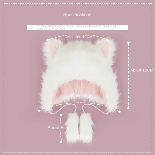 Beanie Caps with Cat Ears and Pom Poms 6
