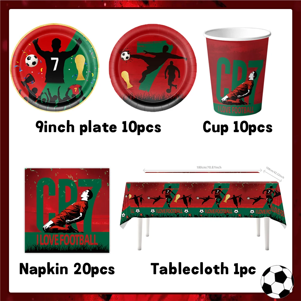 Fußballspieler-Thema, Fans, Partydekoration, Geschirr, Fußballstar Nr. 7, Ballon, Teller, Tasse, Hintergrund, Banner, Schlüsselanhänger, Geschenke für Jungen, su – Detail 13