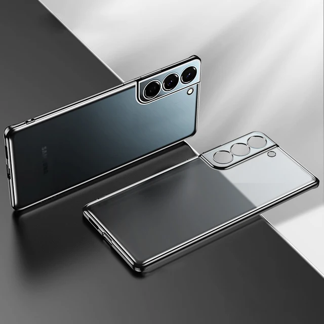 Luxury Transparent Soft Silicone Case for Samsung Galaxy S22 S21 Ultra Plus S20 S21ultra S22Ultra Clear Camera Protection Cover black
