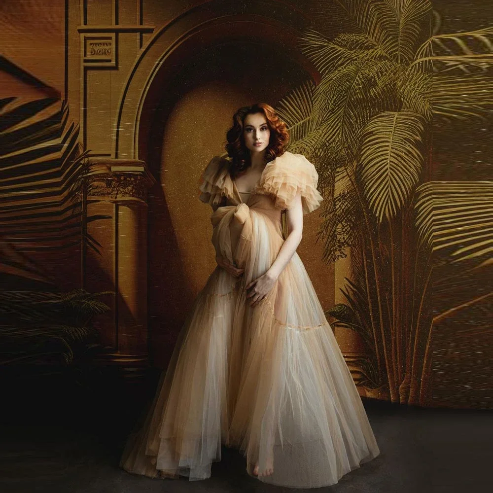 

Fluffy Shawls Maternity Dress Elegant Puffy Photography Pregnancy Photo Shoot Robes Gorgeous Champagne Sleepwear Bathrobe