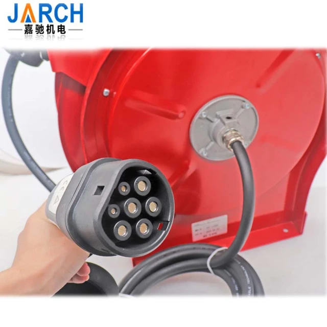 Electrical Car Cable Reel with 5m to 30m Extension Cable with 32A type1  type 2 plug cable for EV charger station