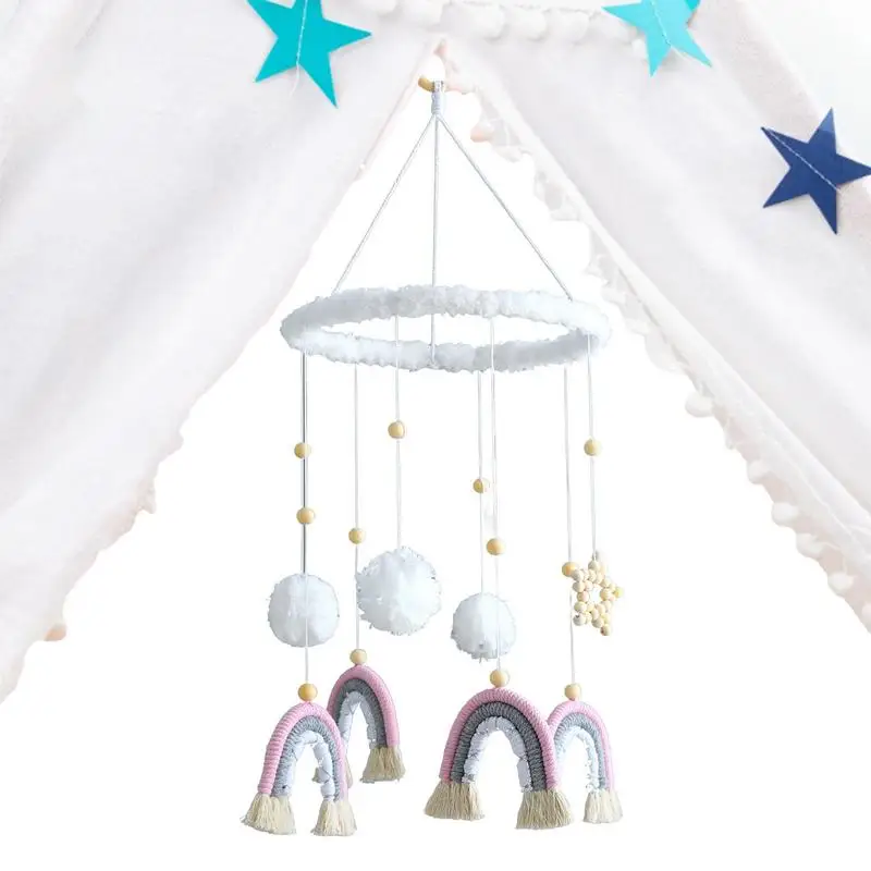 

Boho Mobile For Crib Boho Rainbow Nursery Mobile For Children Colorful Bassinet Decoration For Comforting Calming Cradles