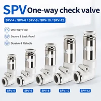 1PCS Pneumatic One-way Non Return Check Valve 90 Degree Elbow SPV 4mm 6mm 8mm 10mm 12mm Push In Quick Connect  Air Hose Fitting 1