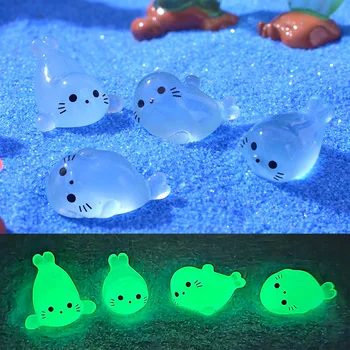 10/20/50pcs Kawaii Luminous Mini Seal Pup Resin Glow At Night Marine Animal Figurines Ornament Fairy Garden DIY Accessories 1