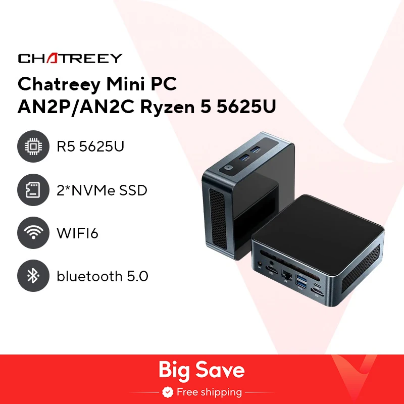 Chatreey Mini PC AN2P Ryzen 5 5625U/3550H Gaming Desktop