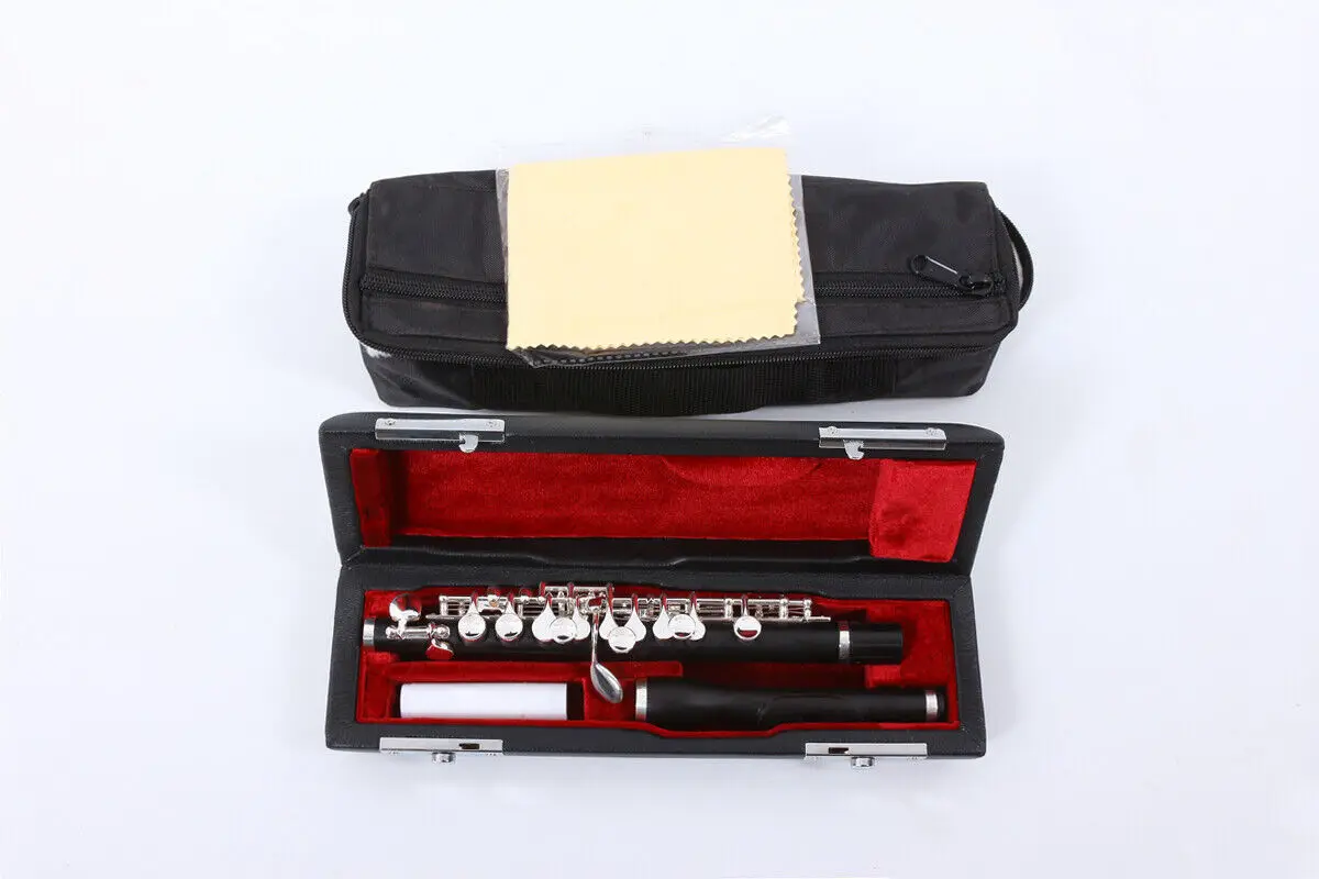 Yinfente Piccolo C key Ebony Wood Body Silver Plated Closed Hole Case New