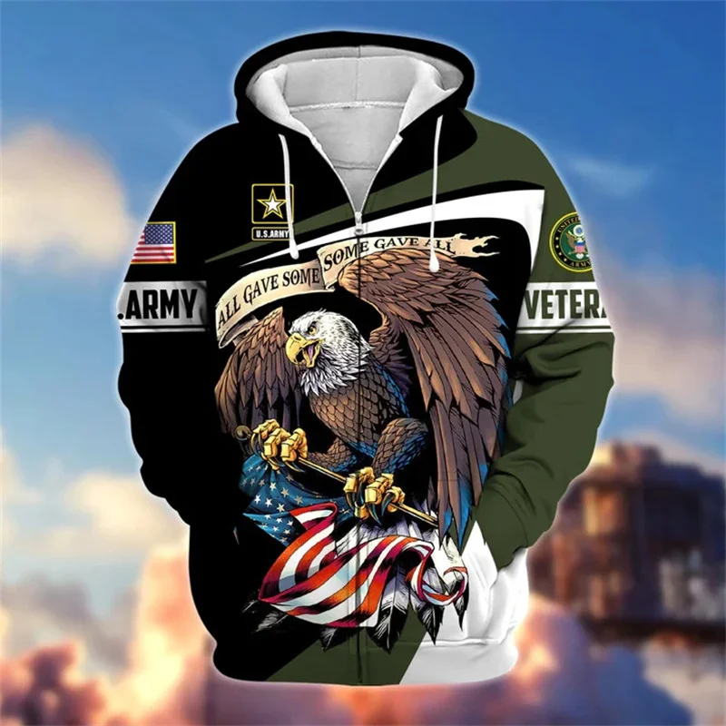 

Autumn 3D Printing United States Solider Armys Veterans Zip Up Hoodies Kids Cool Fashion Zip Up Hoodie Camo Vintage Clothes Top