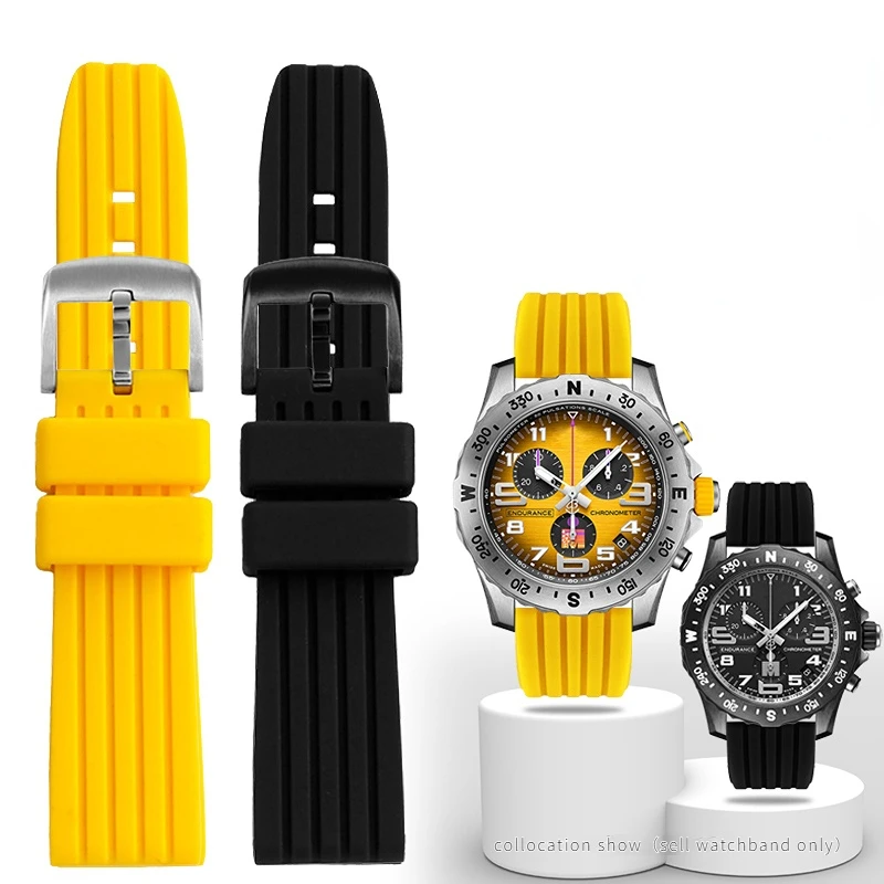 Cinturino In Silicone Morbido 22Mm Per Cinturino Breitling Avenger Challenger Giallo Lupo Super Ocean Culture Bracciale Da Uomo Con Cinturino