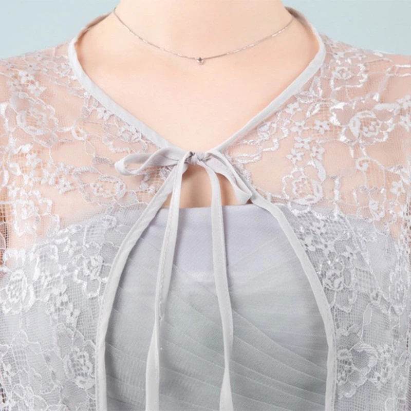 

Женская свадебная шаль, накидка, прозрачное кружево с цветочным принтом для куртки, болеро, тюлевая накидка подружки невесты, на