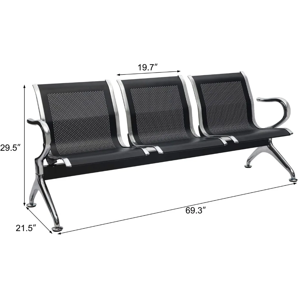Description Picture 3 of item3-Seat Waiting Room Bench - Waiting Room Chairs with Arms Airport Reception Bench, Lobby Bench Seating Waiting Area Chairs