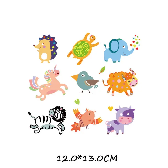 Cartoon Animal Patch Set Iron on Transfer Cute Unicorn Cat Owl Dog Flower Patches for Kids Girl Clothing T-shirt DIY Heat Press 913