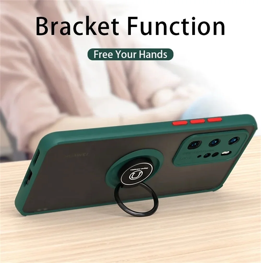Shockproof Matte Clear Magnetic Ring Holder Case