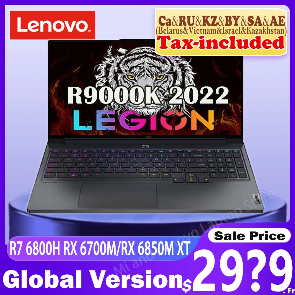 Lenovo legion r9000k 2022 gaming portátil amd r7 6800h rx 6850m xt/rx ...