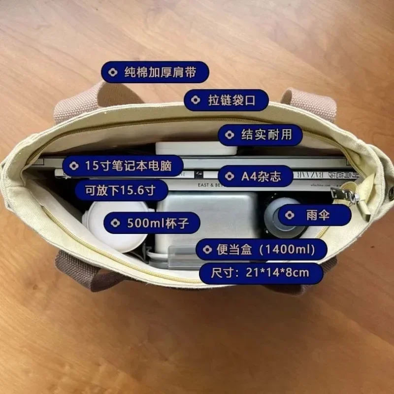 2025 New Large Capacity Canvas Tote Bags for Work Commuting