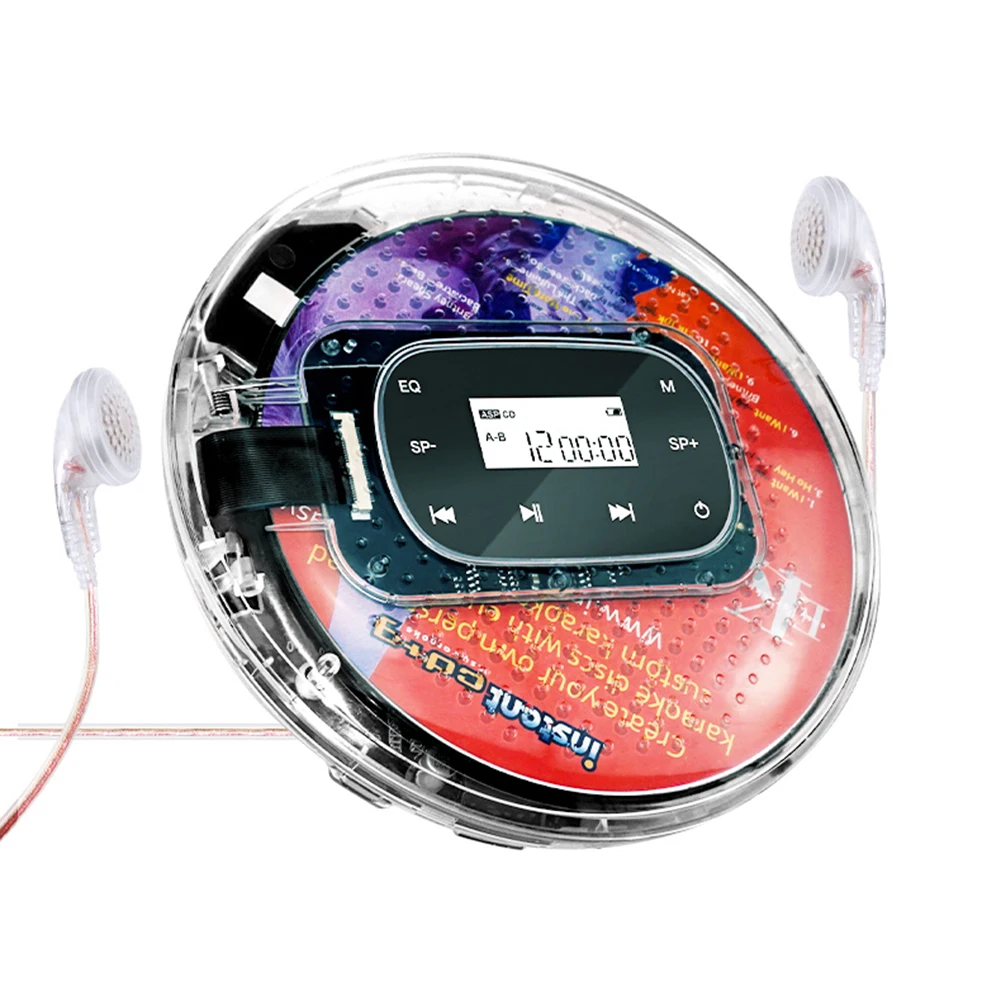

Портативный воспроизведение музыки, перезаряжаемый цифровой дисплей, музыкальный проигрыватель для компакт-дисков с поддержкой TF-карты, 5 EQ, звуковые эффекты, Аккумулятор 1000 мАч