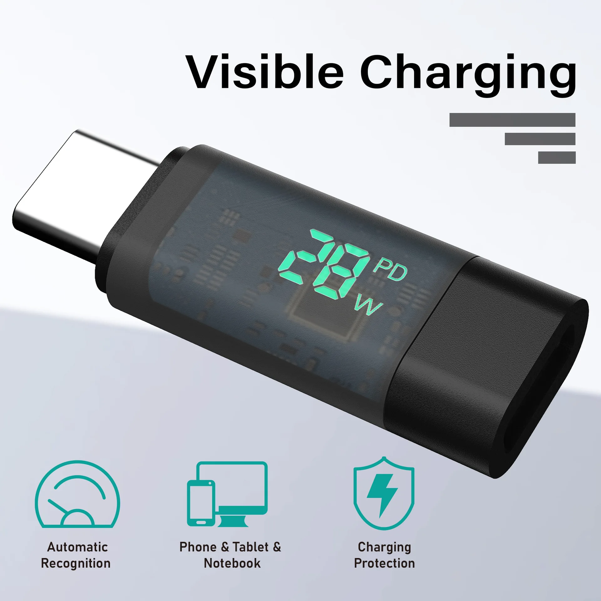 

2024 Mini Phone Adapter Type C Male to Type-C Female Fast Charging with Power Display for Samsung Huawei Xiaomi USB C Devices