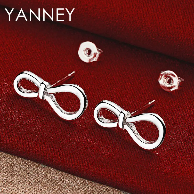 

YANNEY 925 Sterling Silver Simple Mini 8 Stud Earrings For Women Fashion Charm Wedding Gift Jewelry Accessories