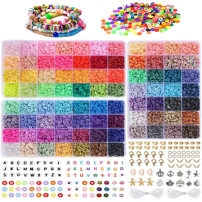 Polymer Clay Beads Set 6MM Rainbow Color Flat Chip Beads For Boho Bracelet  Necklce Making Letter Beads Accessories Kit DIY - AliExpress