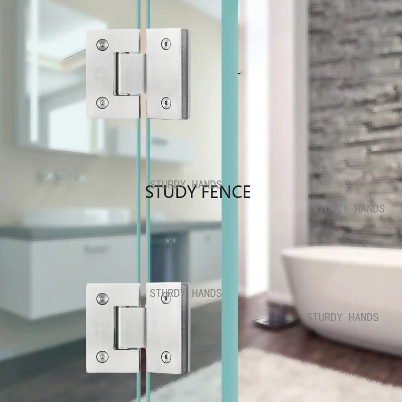 Stainless steel frameless glass nickel brush door hinge stainless steel hinges door hinges 90 degree bathroom clip bathroom folding glass clip