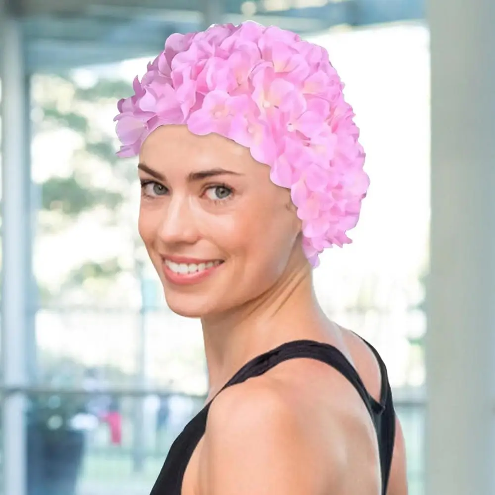 Description Picture 3 of itemFloral Woman Petal Retro Swimming Cap Summer Fashion Flower Beach Bathing Hat Swimming Pool Beach Vacation Caps