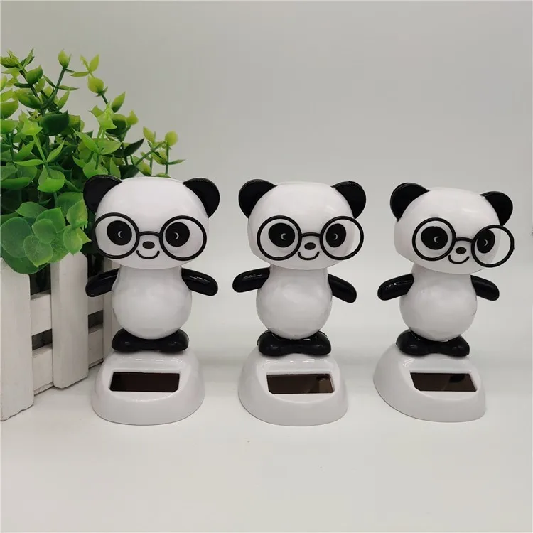 Cartoon Cute Swinging Panda Solar Car Ornament Creative Kawaii Panda Car Decorations Solar Toys Desktop Decorations